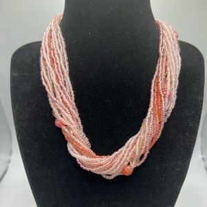 PINK Glass‎ Seed Bead Necklace- 15 Strand- Made in the Czech Republic